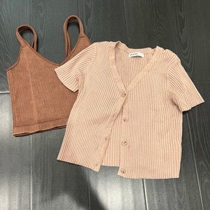 Brown ribbed knit bundle